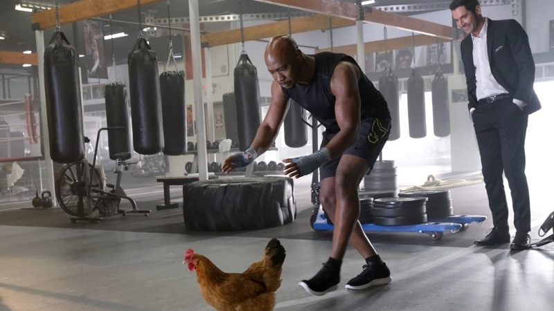 Amenadiel (D.B. Woodside) and Lucifer (Tom Ellis) are up to... something in the midseason premiere. Credit: FOX